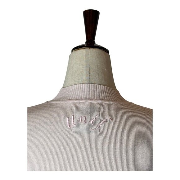 UNIF Dress Women Small Pink Knit Mock Neck Short Sleeve Fit And Flare Mini - Picture 5 of 9